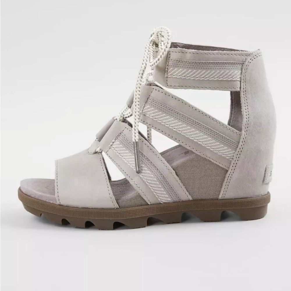 Sorel Joanie II Lace Webbing Wedge Sandals – Open Toe Cutout Heel • Size 10 - Picture 12 of 13